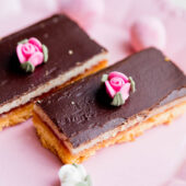 Polish rose mazurek with marzipan