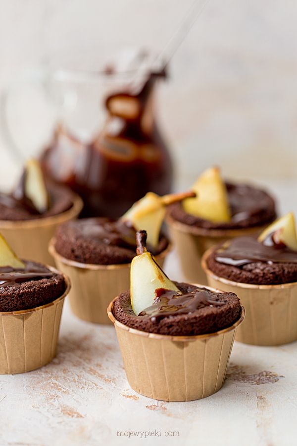 Pear and chocolate brownie muffins