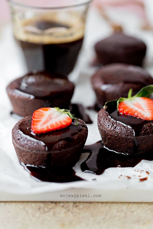 Chocolate cupcakes with coffee syrup
