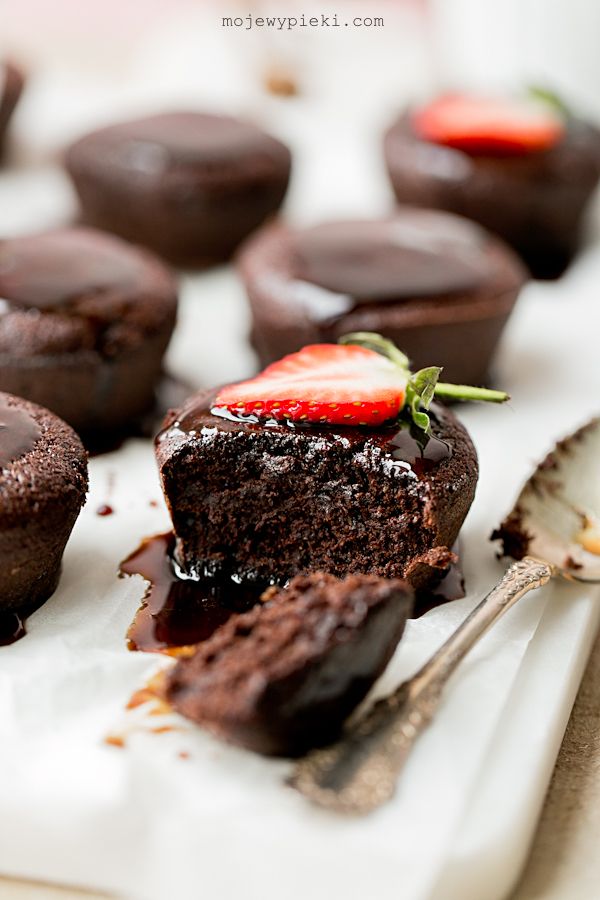 Chocolate cupcakes with coffee syrup