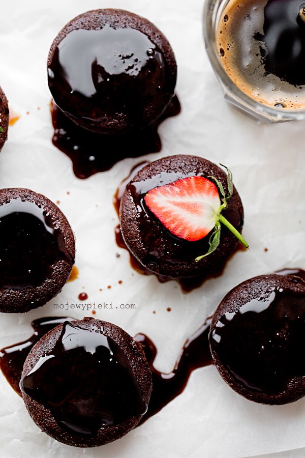 Chocolate cupcakes with coffee syrup