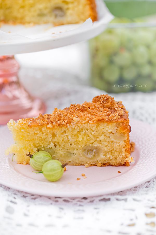 Coconut gooseberry cake with crunchy coconut topping