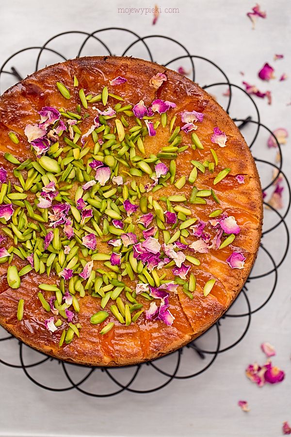 Apricot, rose and cardamom cake