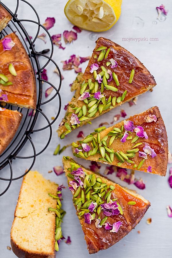 Apricot, rose and cardamom cake