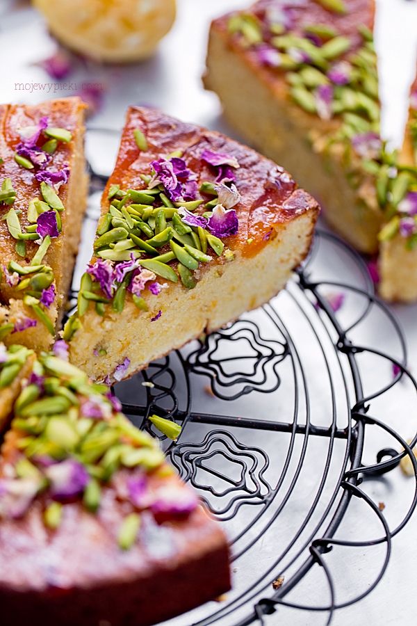 Apricot, rose and cardamom cake