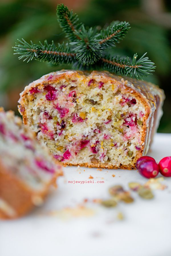 Cranberry orange cake with pistachios