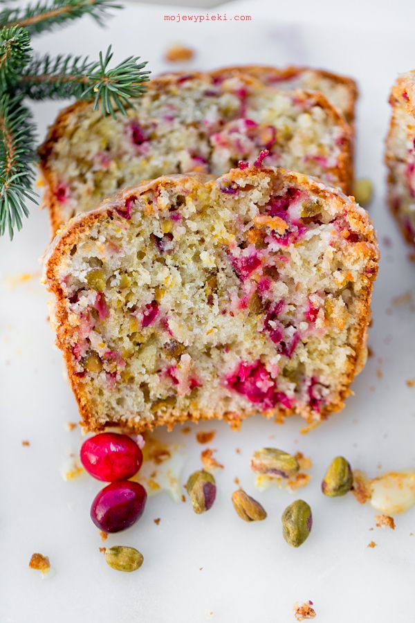 Cranberry orange cake with pistachios