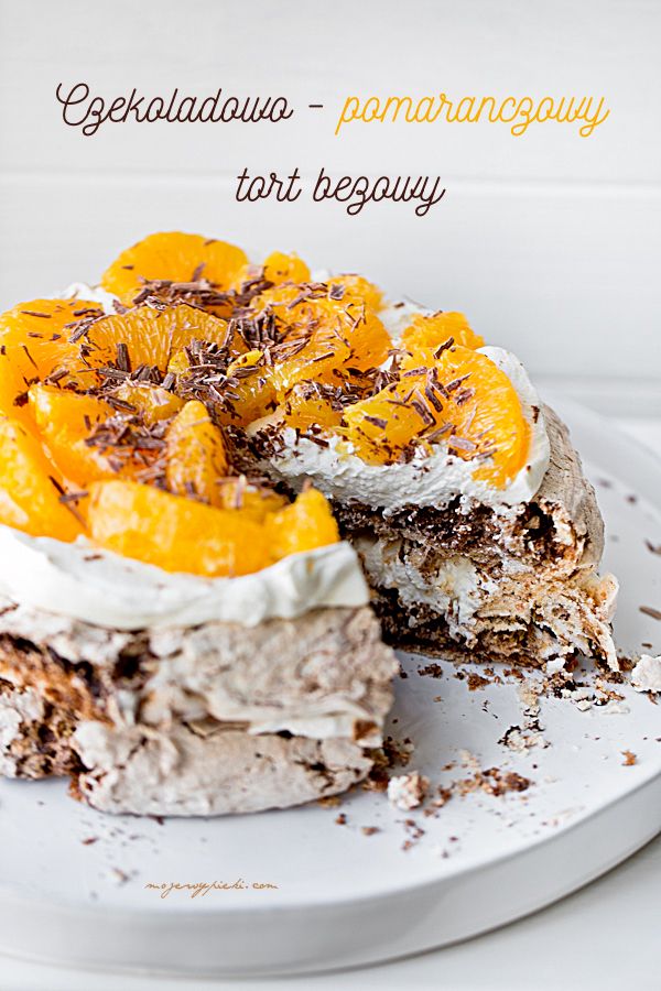 Chocolate and hazelnut meringue cake with oranges