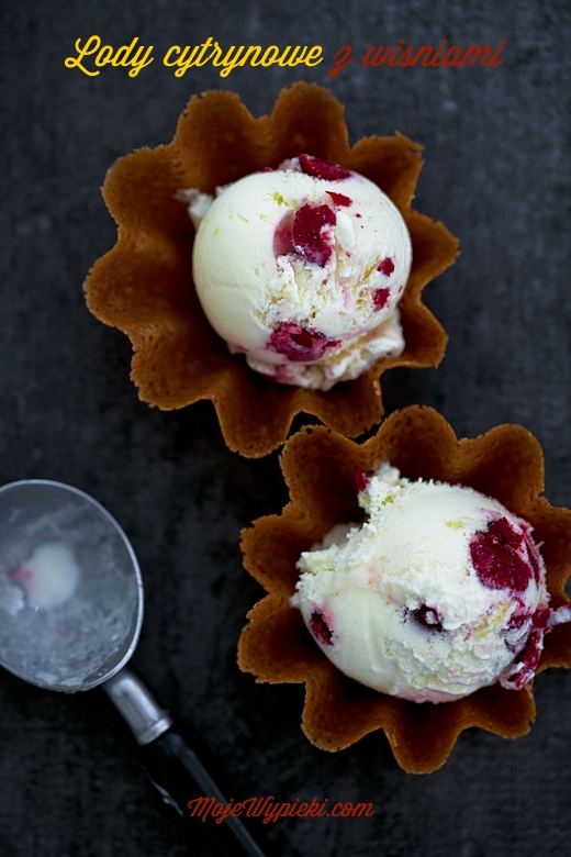 Lemon and sour cherry ice cream