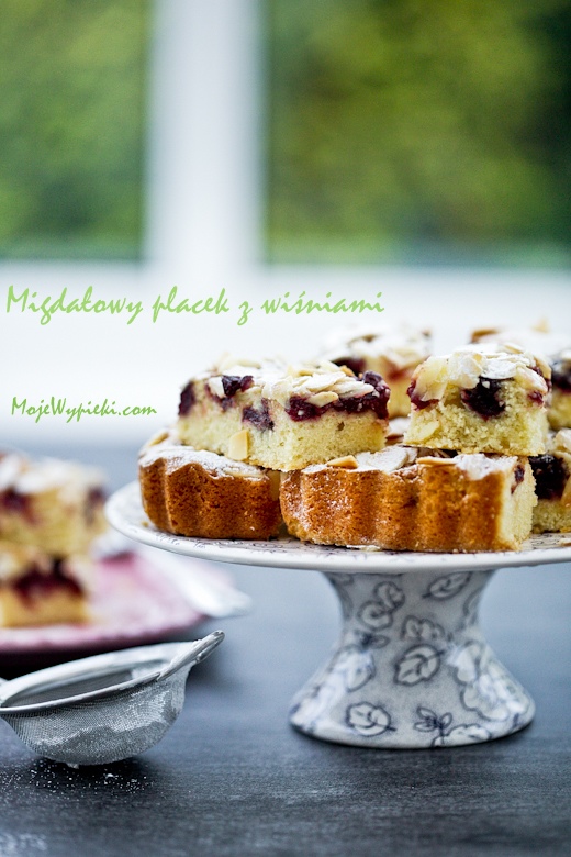 Cherry and almond traybake