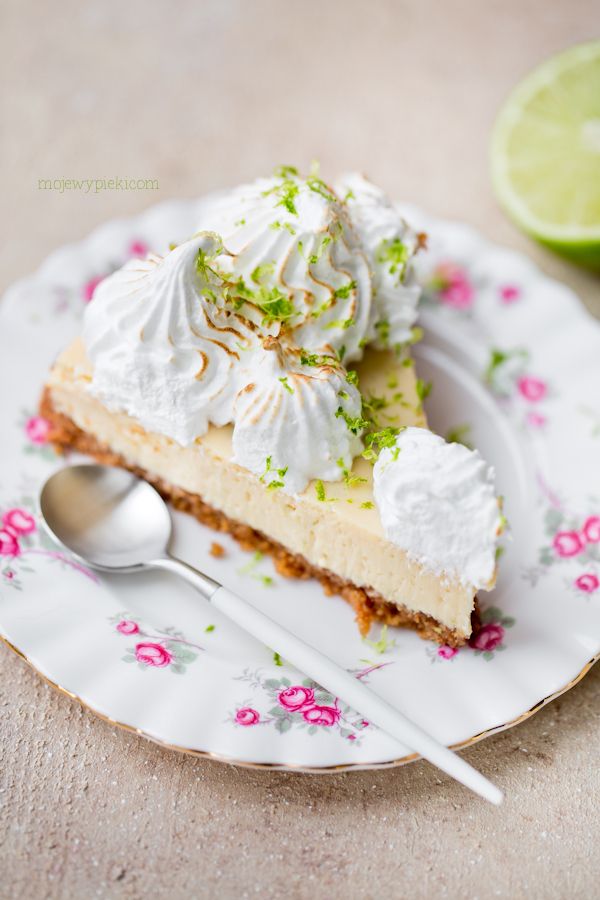 Key lime cheesecake with toasted meringue