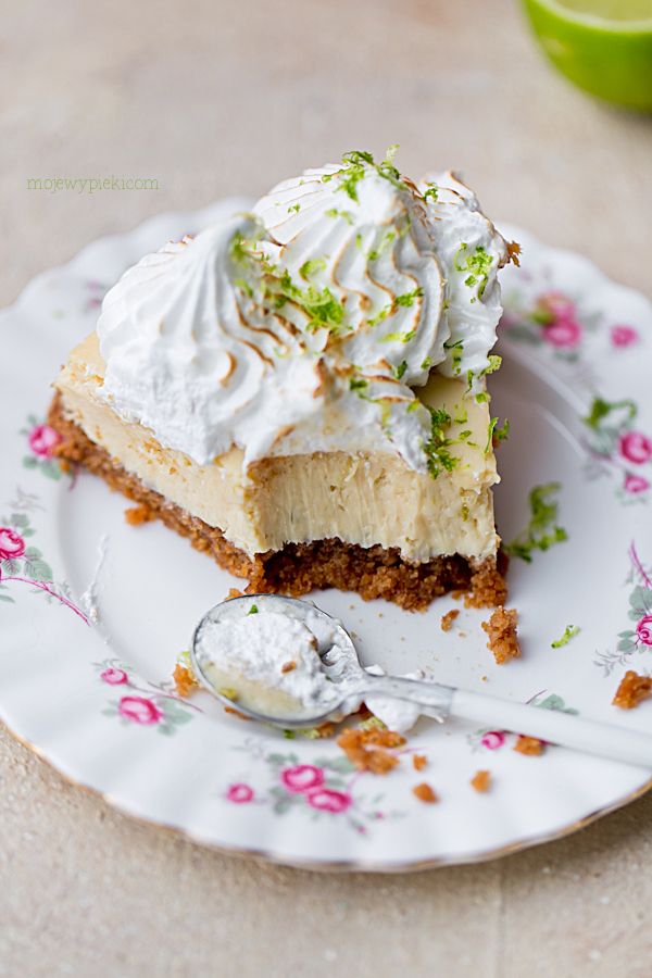 Key lime cheesecake with toasted meringue