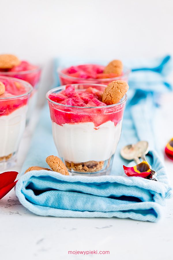 Creamy coconut dessert with rhubarb