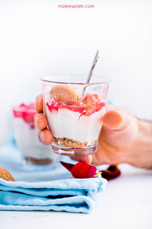 Creamy coconut dessert with rhubarb