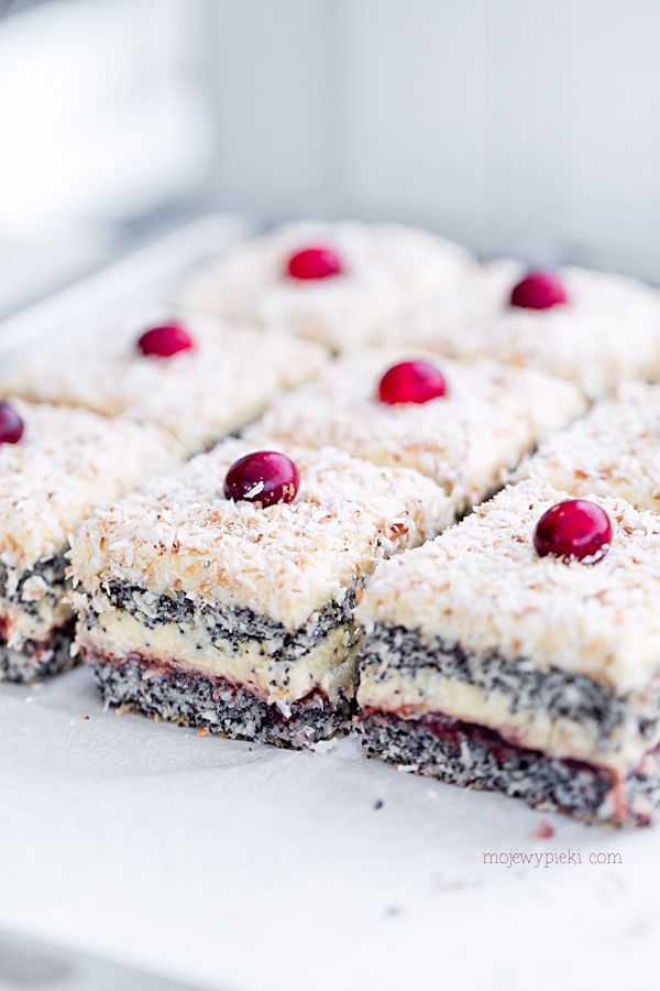 Poppy seed and coconut layer cake