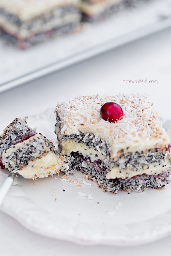 Poppy seed and coconut layer cake