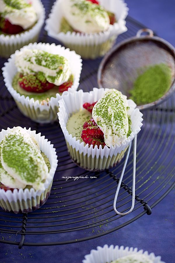 Mini matcha cheesecakes