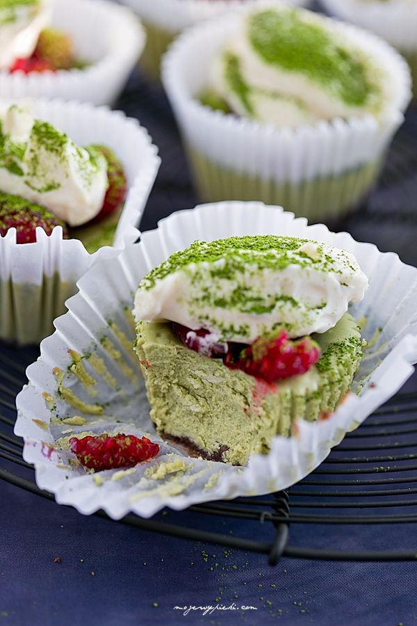 Mini matcha cheesecakes