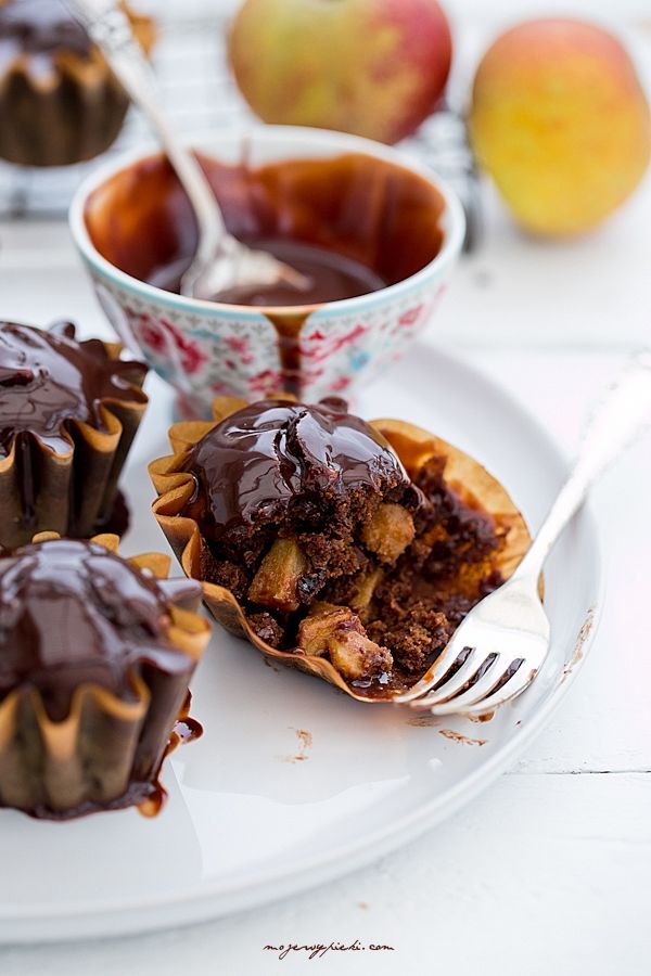 Chocolate pumpkin and apple muffins