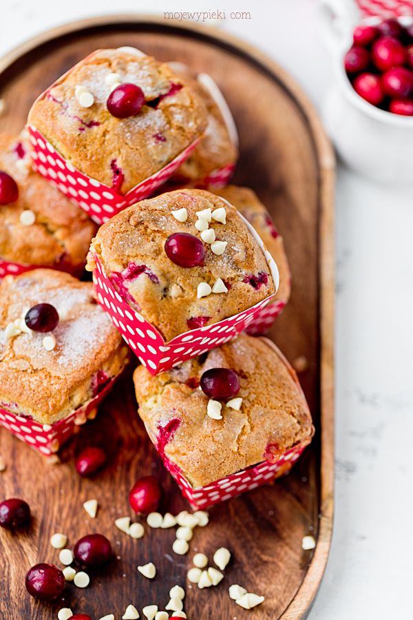 White chocolate and cranberry muffins
