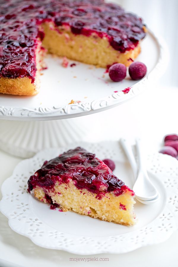 Upside-down sour cherry cake