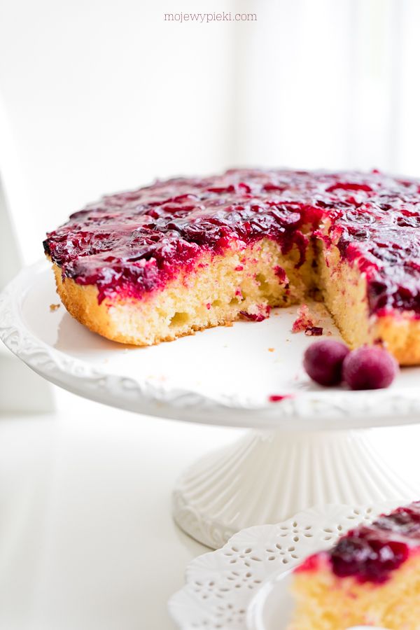 Upside-down sour cherry cake