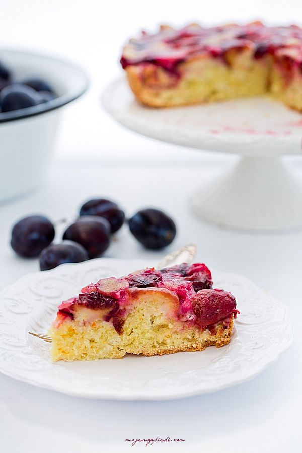 Upside-down plum cake