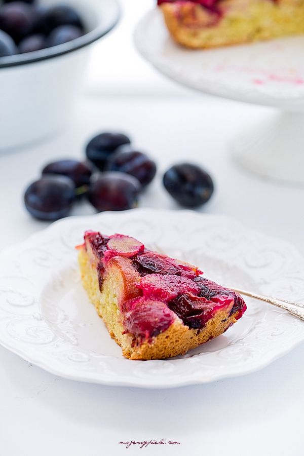 Upside-down plum cake