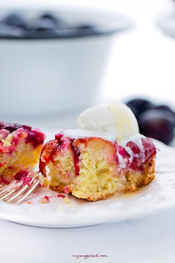 Upside-down plum cake