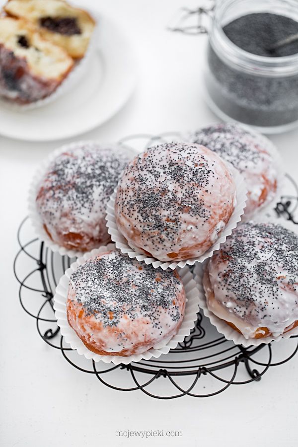 Polish poppy seed doughnuts with amaretto icing