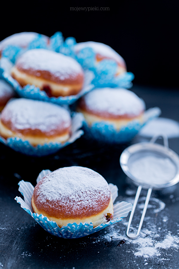 Traditional Polish doughnuts with plum butter