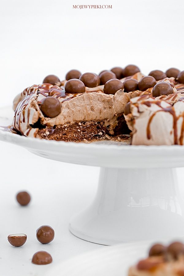Double chocolate Pavlova with Nutella and Maltesers