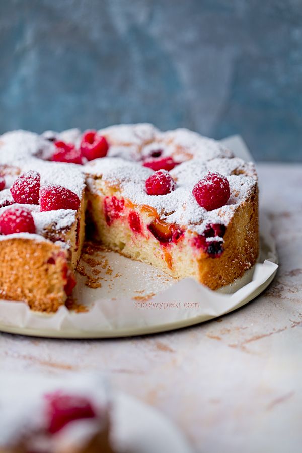 Light plum and raspberry cake