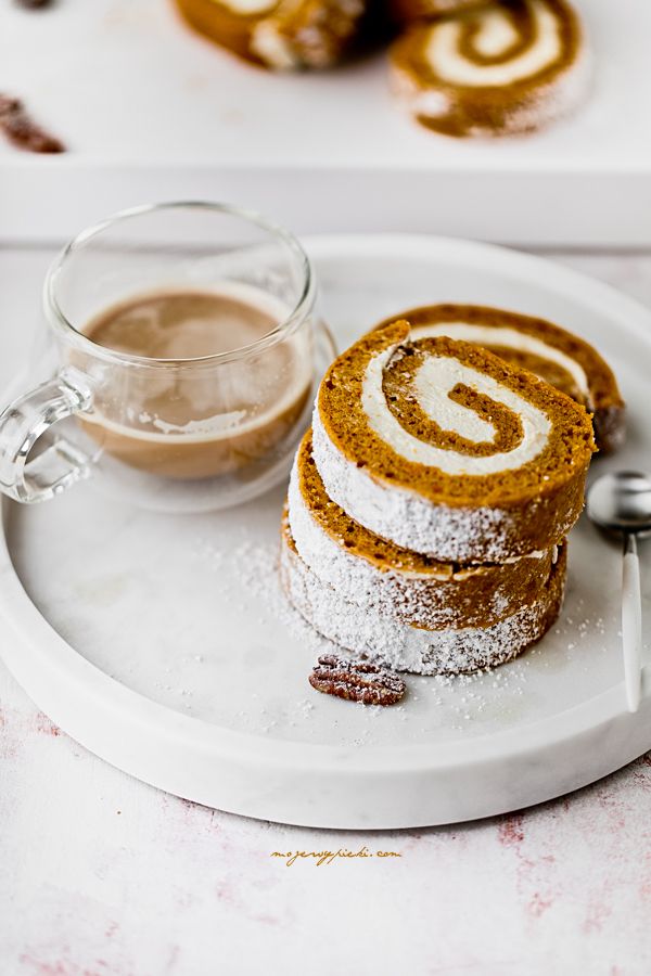 Pumpkin roll with cream cheese filling