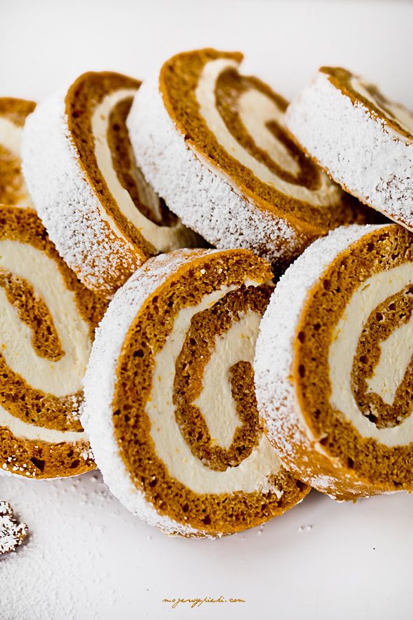 Pumpkin roll with cream cheese filling