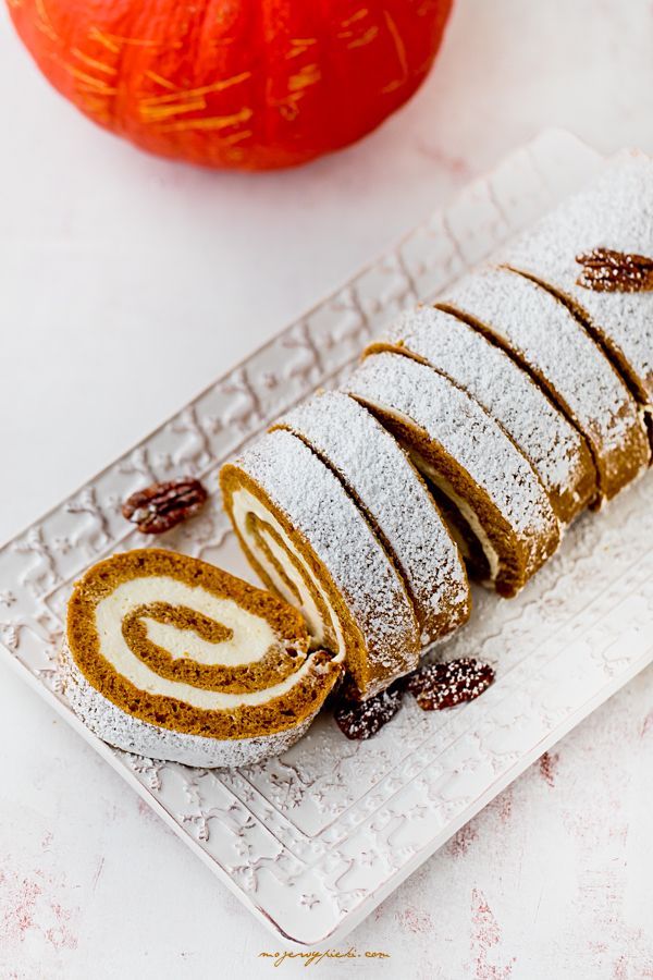 Pumpkin roll with cream cheese filling