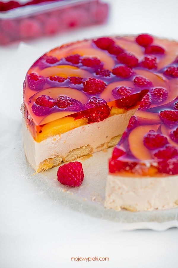 Peach Melba no-bake cheesecake