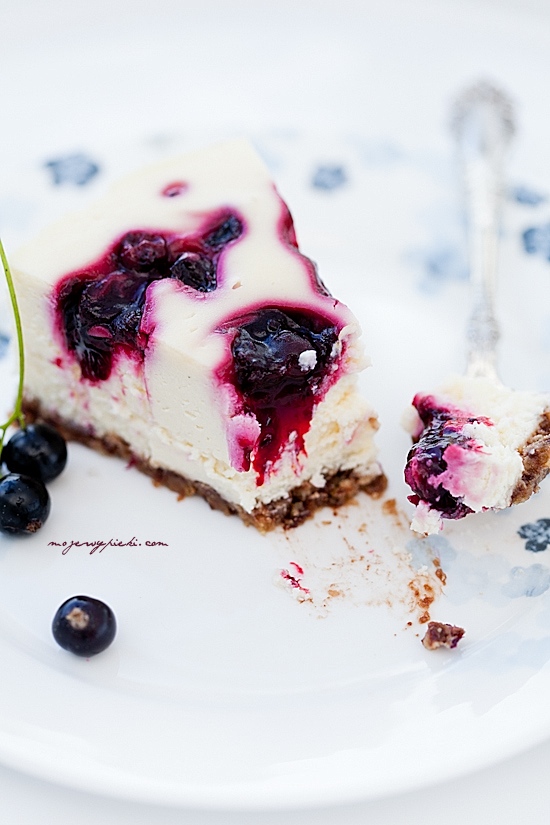 Blackcurrant swirl cheesecake