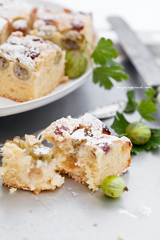 Gooseberry and almond cake