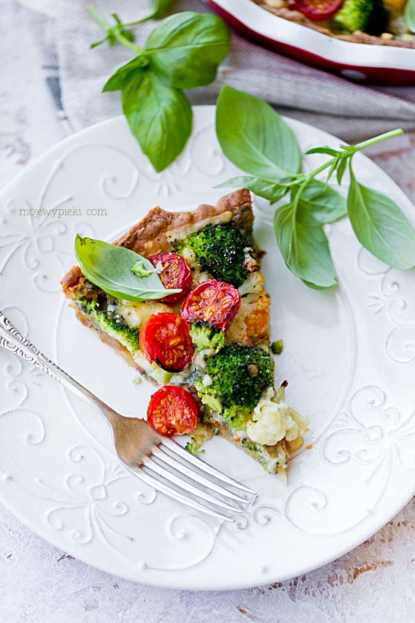 Vegetable and blue cheese tart