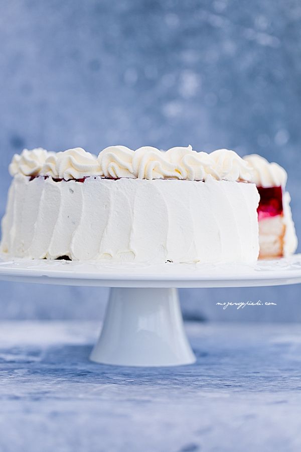 Yoghurt cake with rhubarb and raspberries