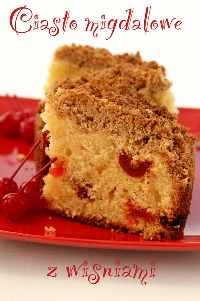 Almond cake with glacé cherries