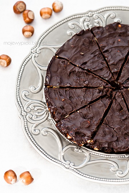 Dark chocolate with rum-soaked prunes and hazelnuts