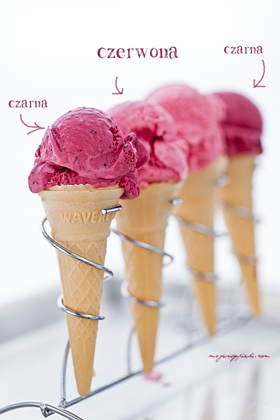 Redcurrant and blackcurrant ice cream