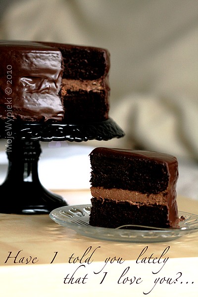 Chocolate layer cake with chocolate cream