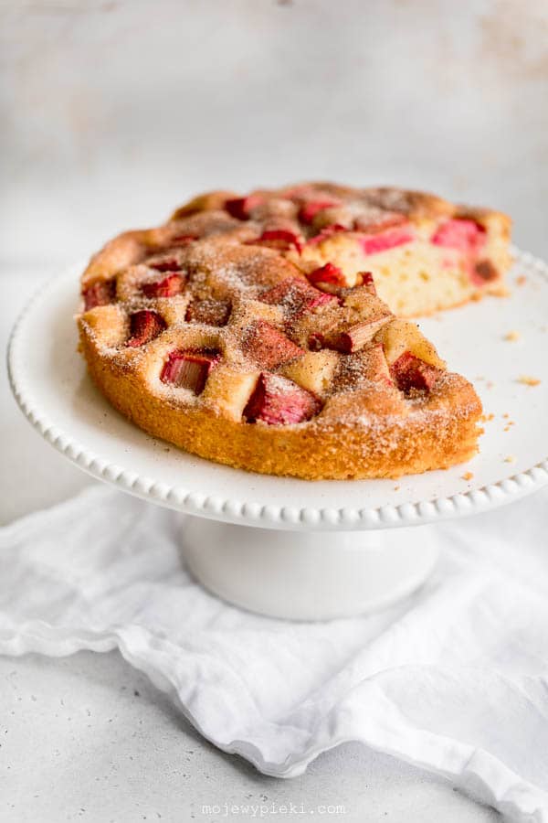 Cinnamon teacake with rhubarb