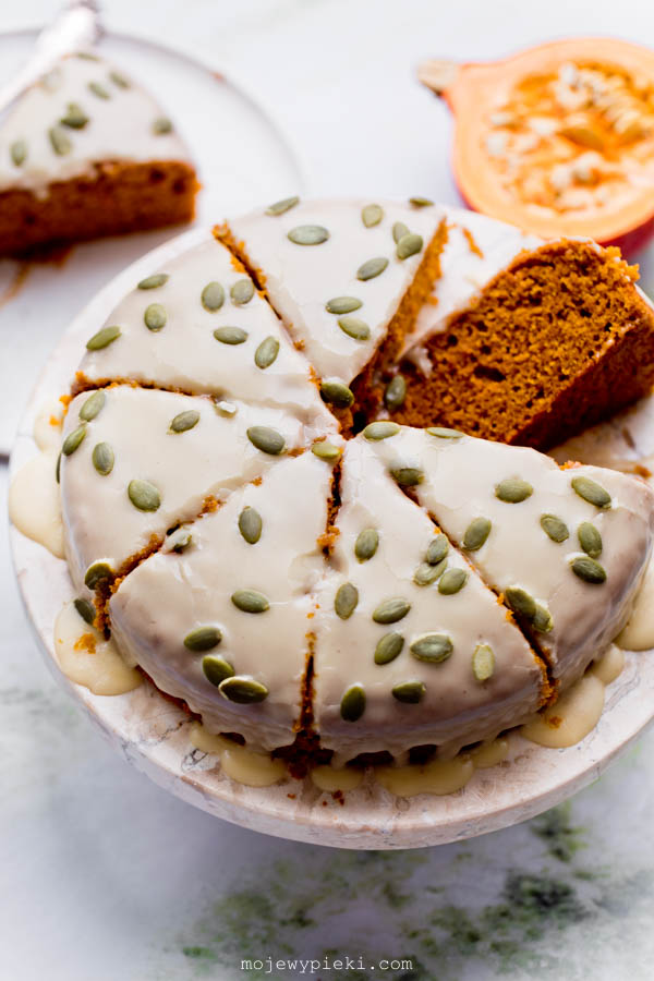 Spiced pumpkin cake with maple icing
