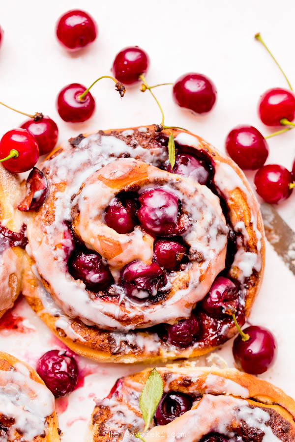 Cherry and chocolate buns