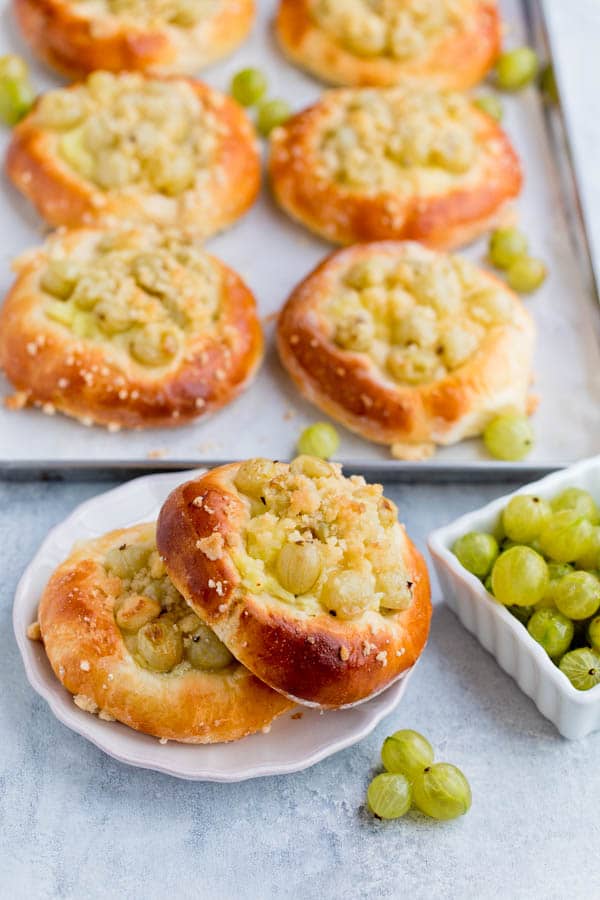 Gooseberry and custard buns