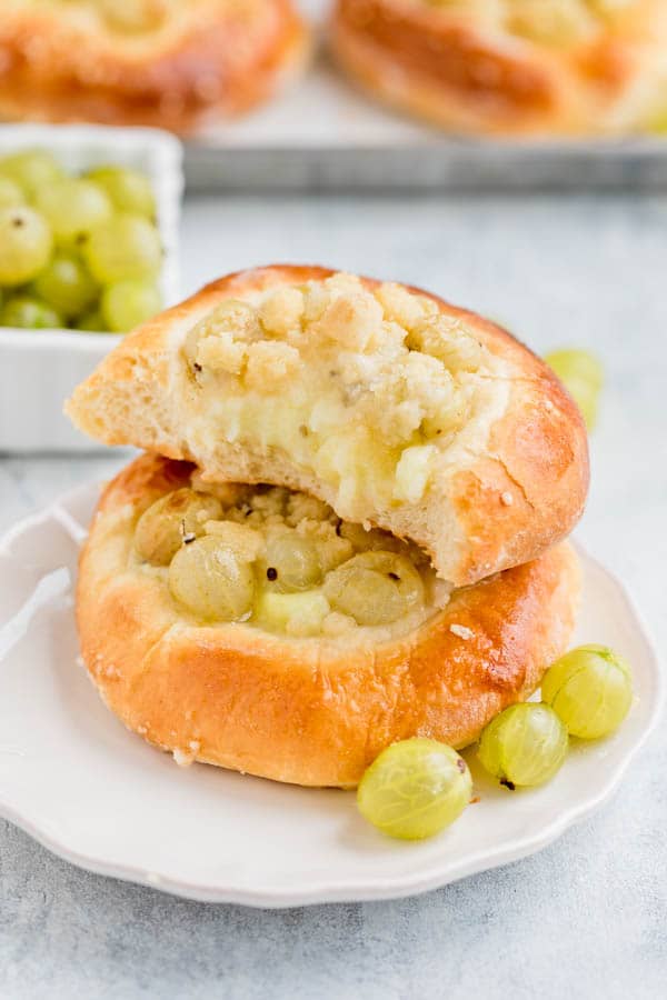 Gooseberry and custard buns